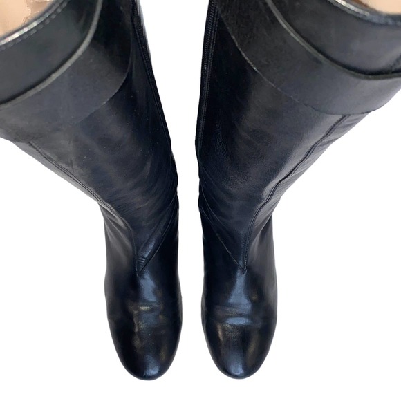 Vintage 1990s Barneys New York Black Leather Riding Boot Flat Sole D Rings sz 38 - Picture 5 of 13